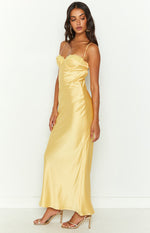 Mariana Yellow Lace Bust Midi Dress Image