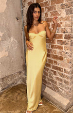 Mariana Yellow Lace Bust Midi Dress Image