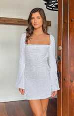 Marienne White Velvet Sequin Mini Dress Image