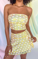 Mary Yellow Sequin Strapless Corset Top Image