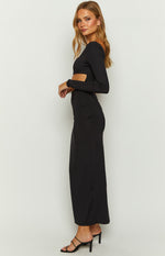 Maxine Black One Shoulder Midi Dress Image