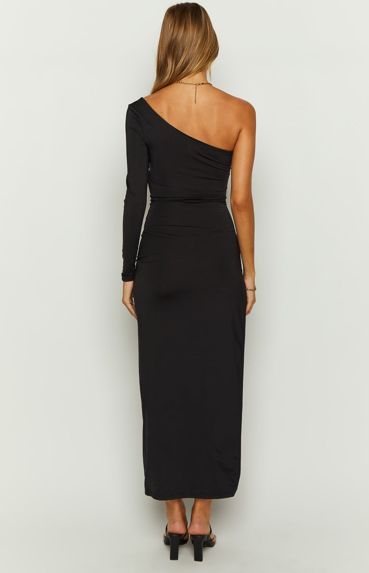 Maxine Black One Shoulder Midi Dress Image