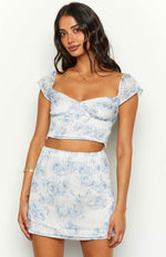 Mayia Blue Rose Print Top Image