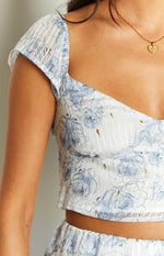 Mayia Blue Rose Print Top Image