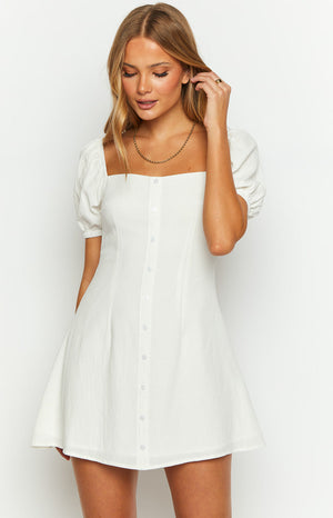 Maysen White Cap Sleeve Mini Dress