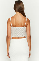 McKay White Tie Up Crop Top Image