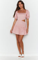 Melea Pink Puff Sleeve Mini Dress Image