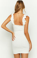 Seleni White Ruched Mini Dress Image