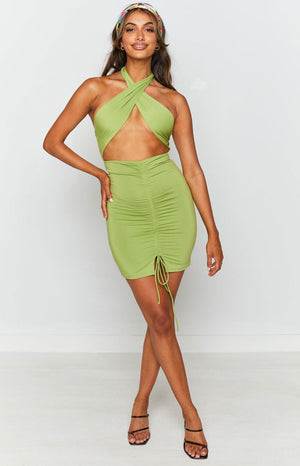 Mia Cross Neck Dress Green