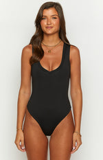 Miami Black V-Neck Bodysuit Image