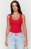 Miami Red Lace V-Neck Bodysuit