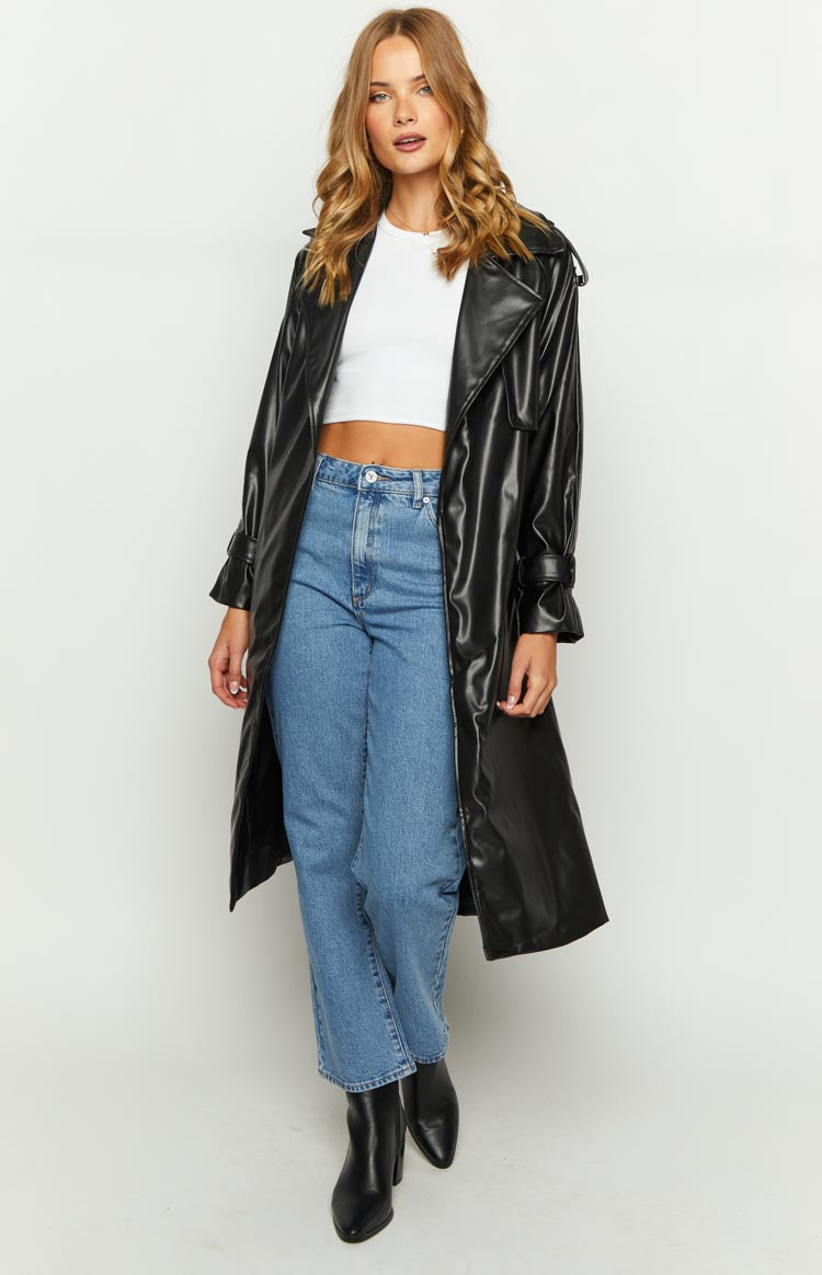 Midnight Mirage Black PU Trench Image