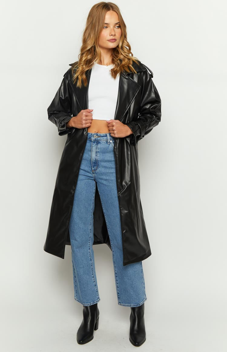 Midnight Mirage Black PU Trench Image