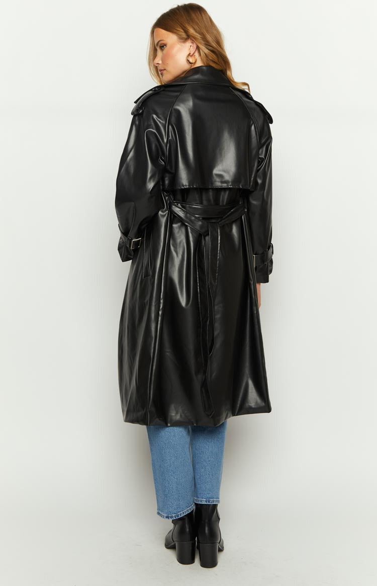 Midnight Mirage Black PU Trench Image