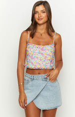 Milliana Painted Floral Pink Crop Top Image