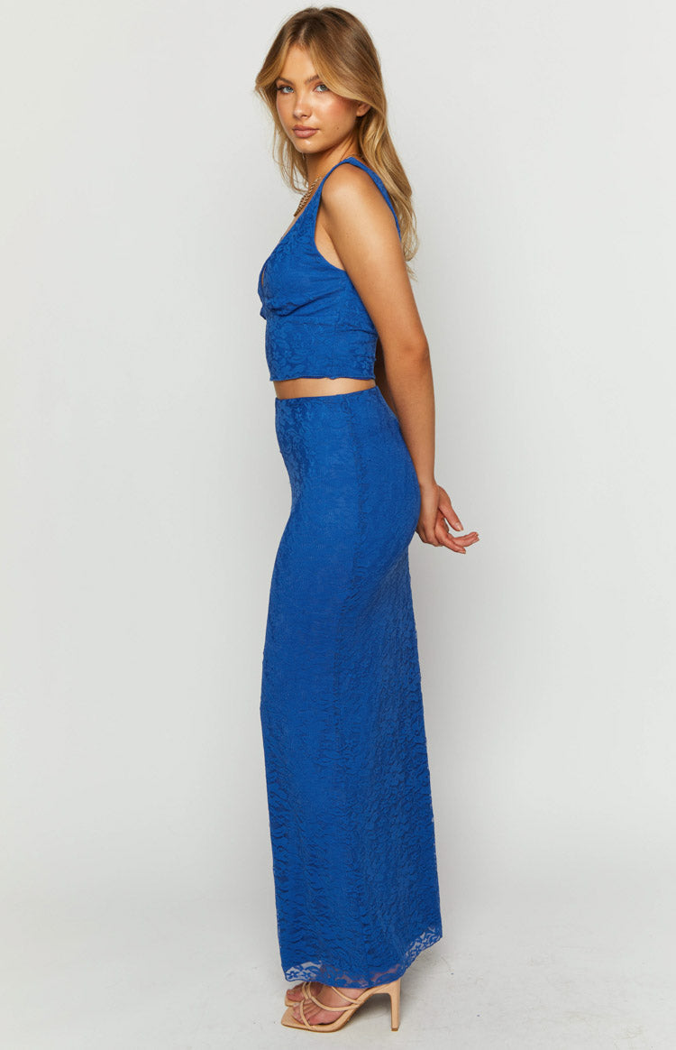 Mimosa Blue Lace Maxi Skirt Image