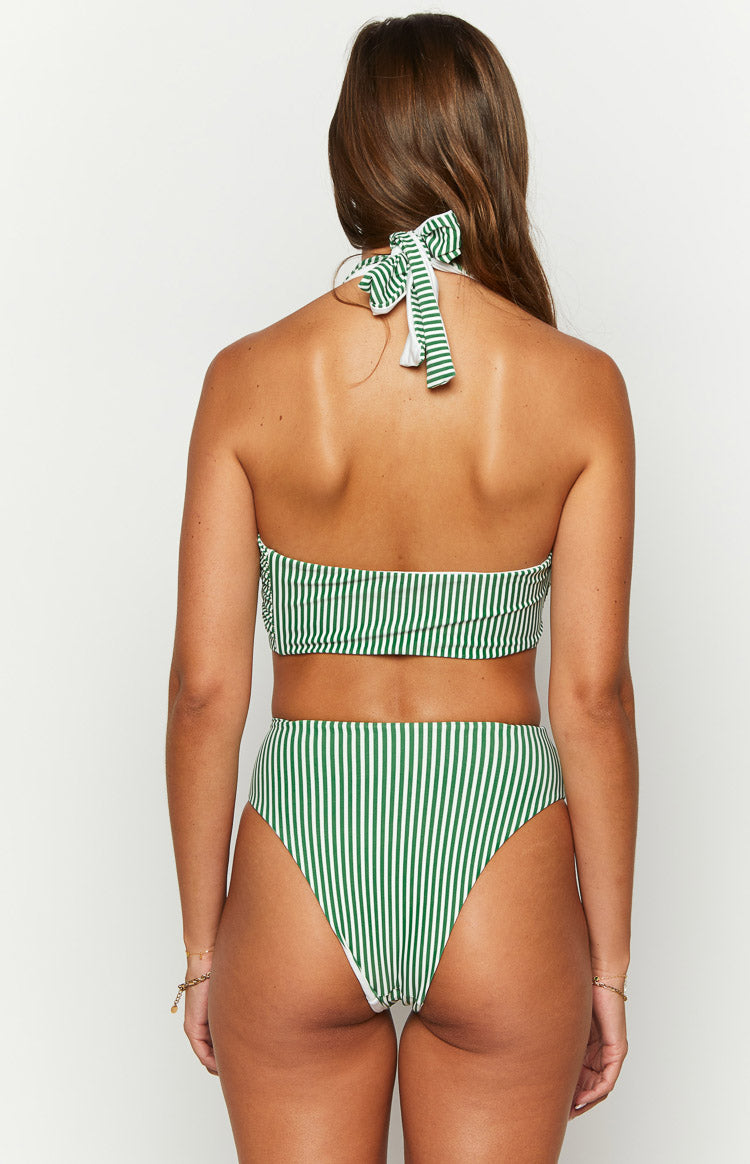 9.0 Swim Miss America Green Striped Halter Bikini Top Image