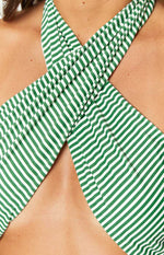 9.0 Swim Miss America Green Striped Halter Bikini Top Image