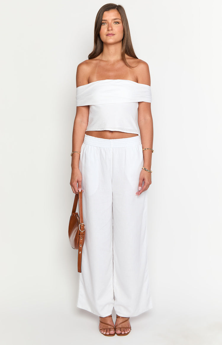 Moana White Linen Blend Pants Image