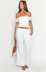 Moana White Linen Blend Pants Image