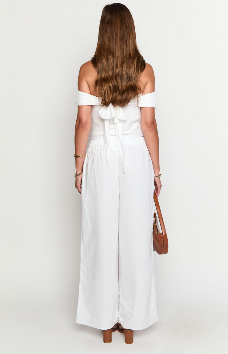 Moana White Linen Blend Pants Image