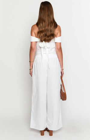 Moana White Linen Blend Pants