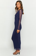 Monni Navy Long Sleeve Maxi Dress Image