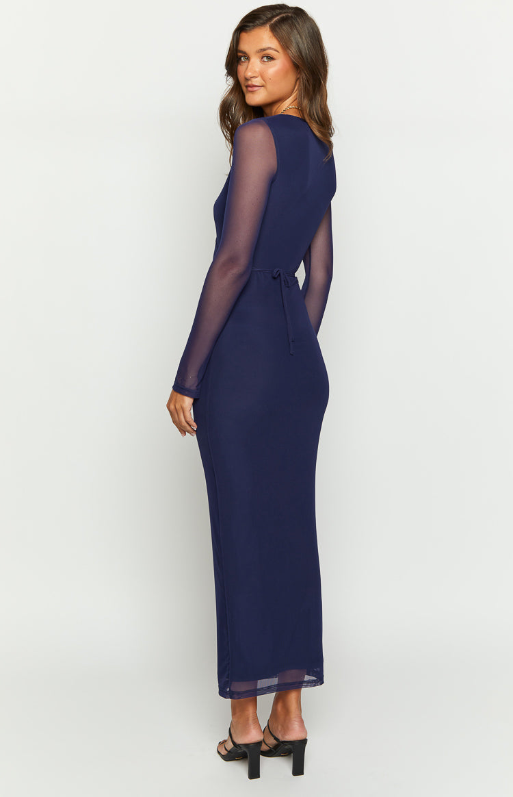 Monni Navy Long Sleeve Maxi Dress Image