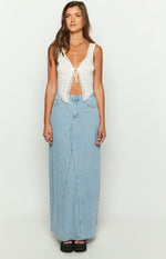 Montie Light Wash Denim Maxi Skirt Image