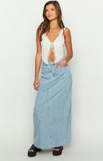 Montie Light Wash Denim Maxi Skirt Image