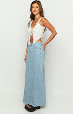 Montie Light Wash Denim Maxi Skirt Image