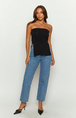 Mordani Black Knit Strapless Top Image