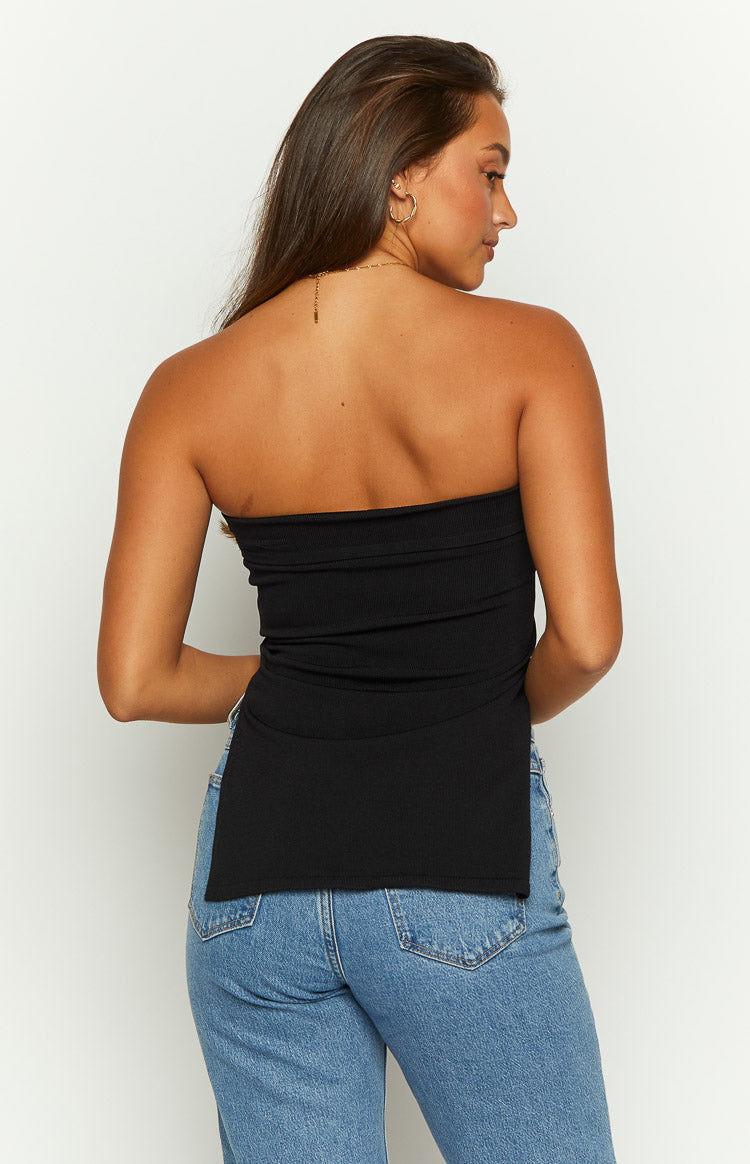 Mordani Black Knit Strapless Top Image