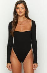 My Moment Black Ribbed Bodysuit Image