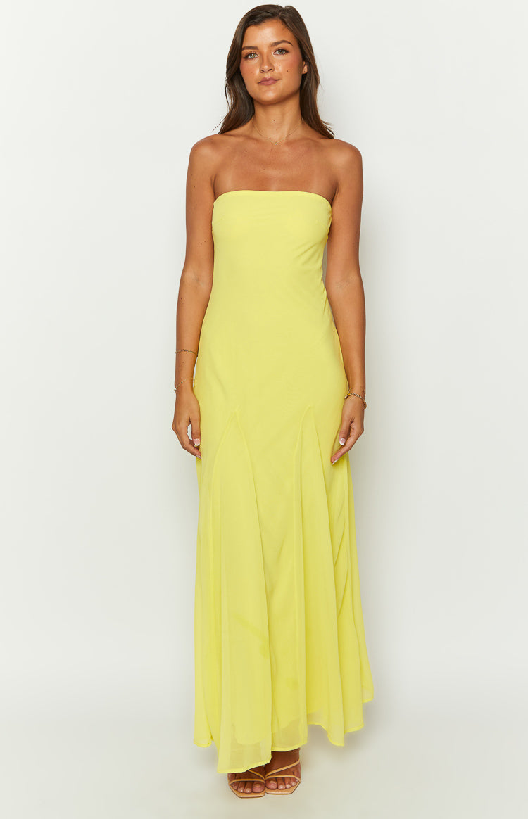 Myka Yellow Strapless Maxi Dress