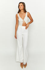 Mykonos White Linen Blend Pants Image