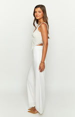 Mykonos White Linen Blend Pants Image