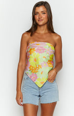 Mykonos Yellow Floral Scarf Top Image