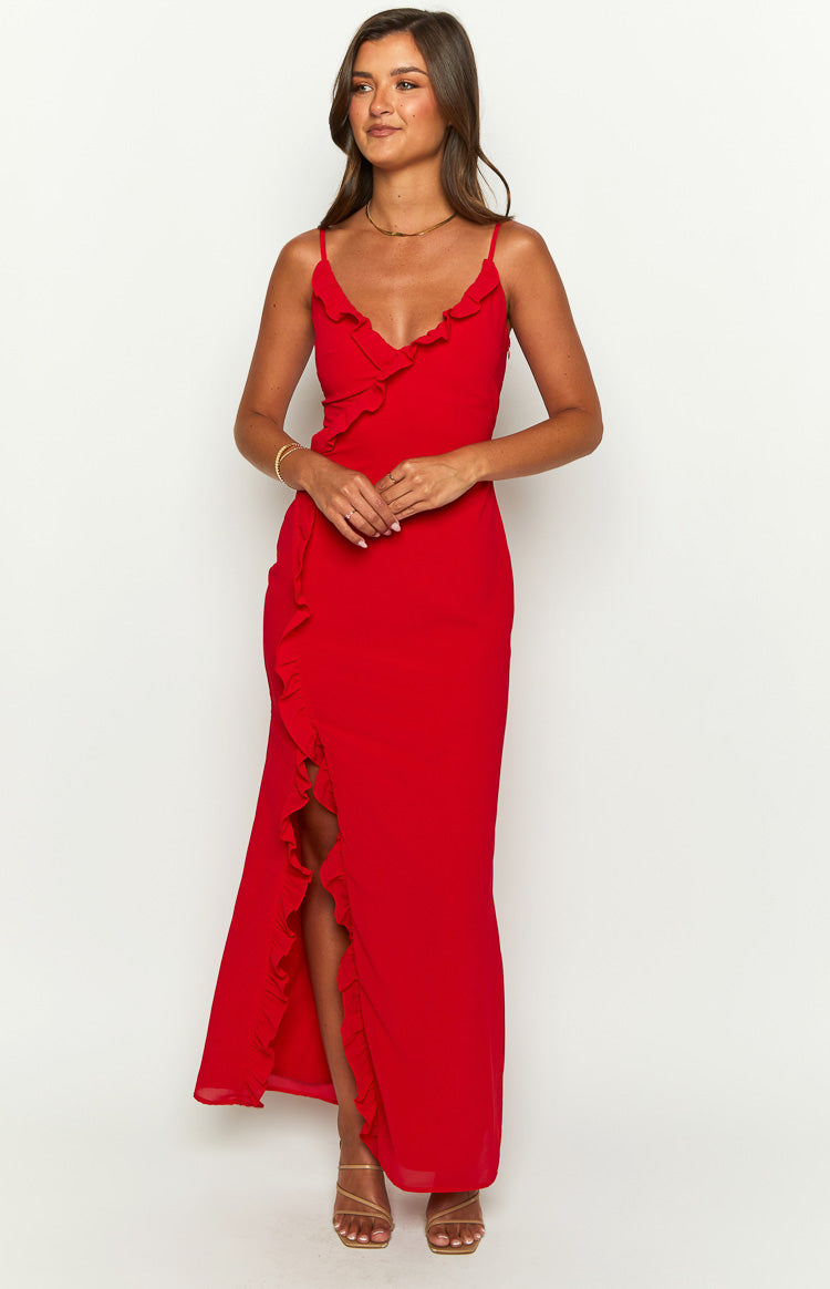 Nahanee Red Ruffle Maxi Dress Image