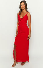 Nahanee Red Ruffle Maxi Dress Image