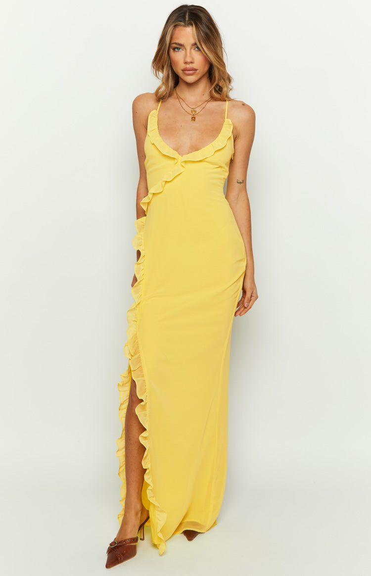 Nahanee Yellow Ruffle Maxi Dress Image