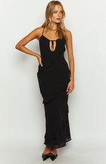 Naomi Black Chiffon Maxi Dress Image