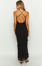 Naomi Black Chiffon Maxi Dress Image