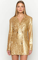 Natalie Gold Sequin Blazer Mini Dress Image