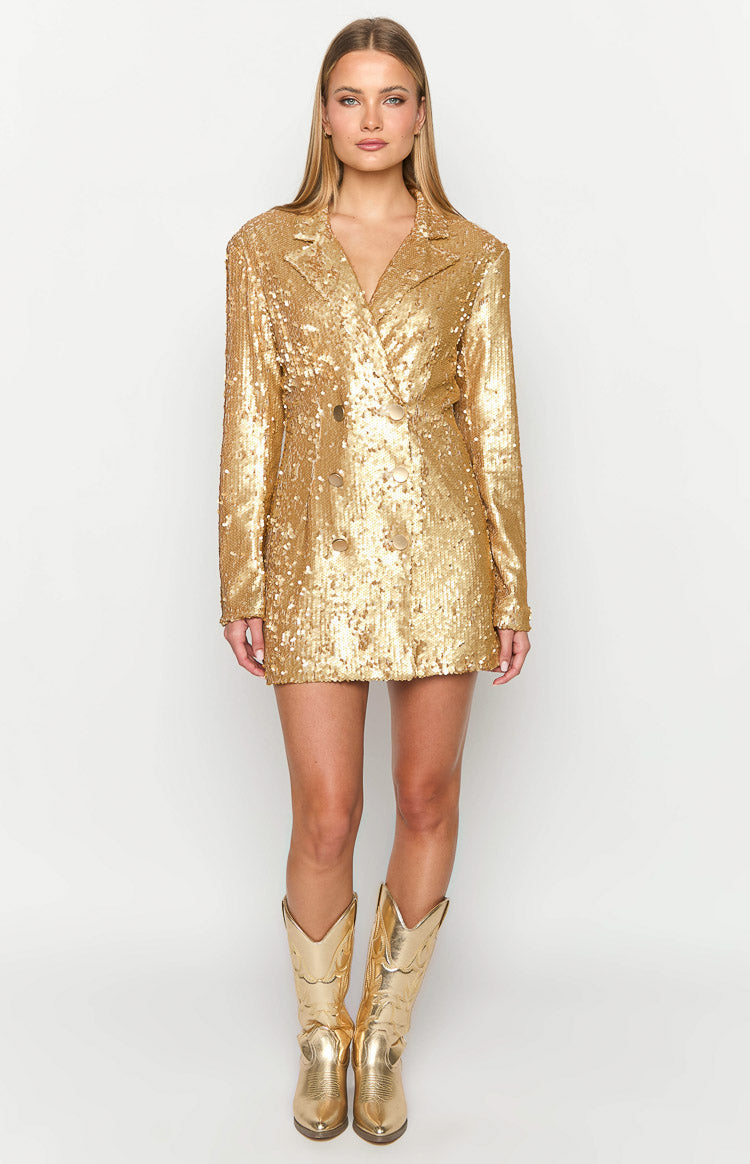 Natalie Gold Sequin Blazer Mini Dress