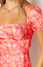 Naya Orange Floral Print Mini Dress Image