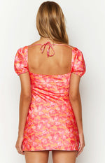 Naya Orange Floral Print Mini Dress Image