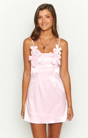 Nikki Pink Satin Mini Dress