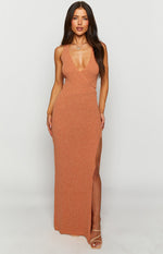 Noa Orange Knit Maxi Dress Image