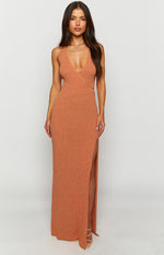 Noa Orange Knit Maxi Dress Image